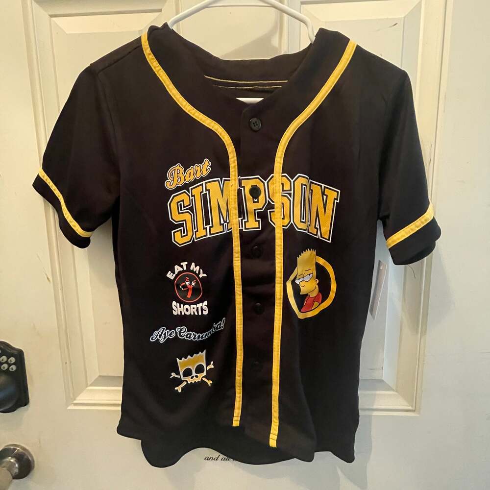 The Simpsons Bart Simpson #89 Baseball Jersey Shirt Eat My Shorts - Black